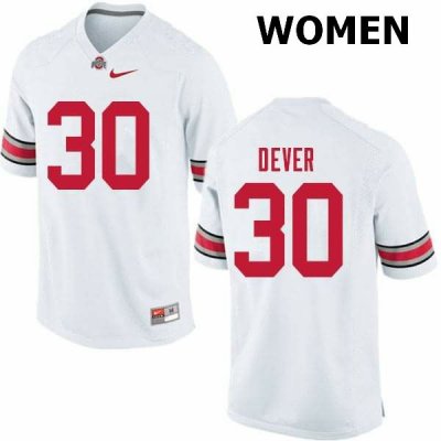 NCAA Ohio State Buckeyes Women's #30 Kevin Dever White Nike Football College Jersey RVC0745TP